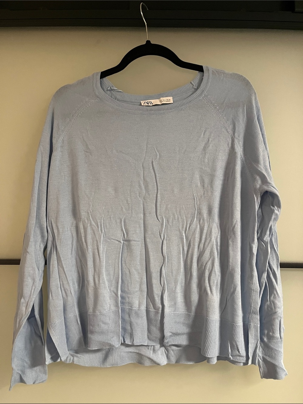 NWOT Zara Pale Blue Crewneck Pullover Sweater